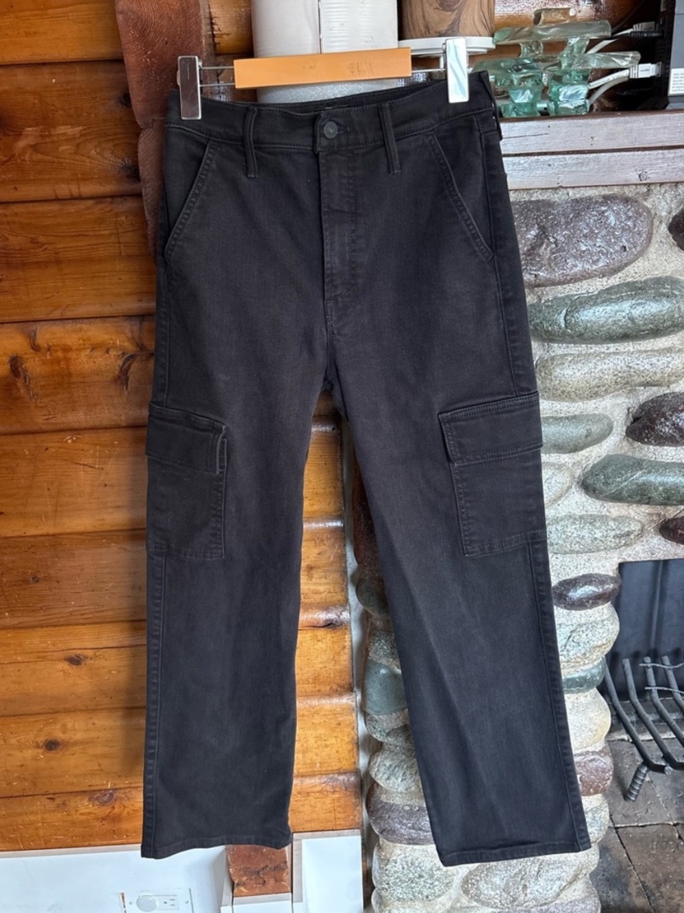 MOTHER The Straight Up Rambler Cargo Skim Pitch Jeans Wide Straight Size 27